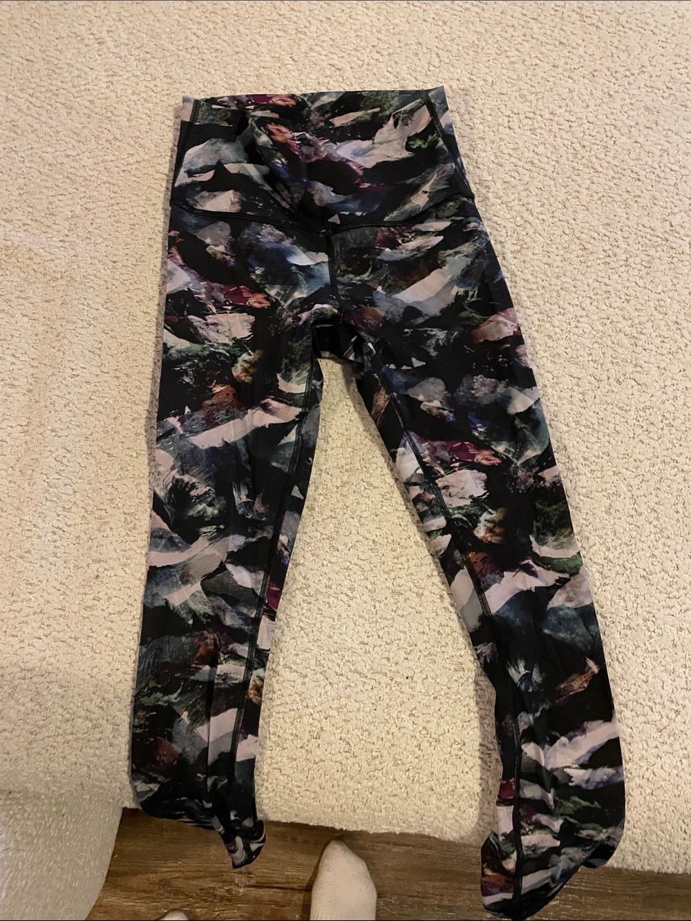 lululemon athletica Girls' Black Multicolor Abstract Print Leggings